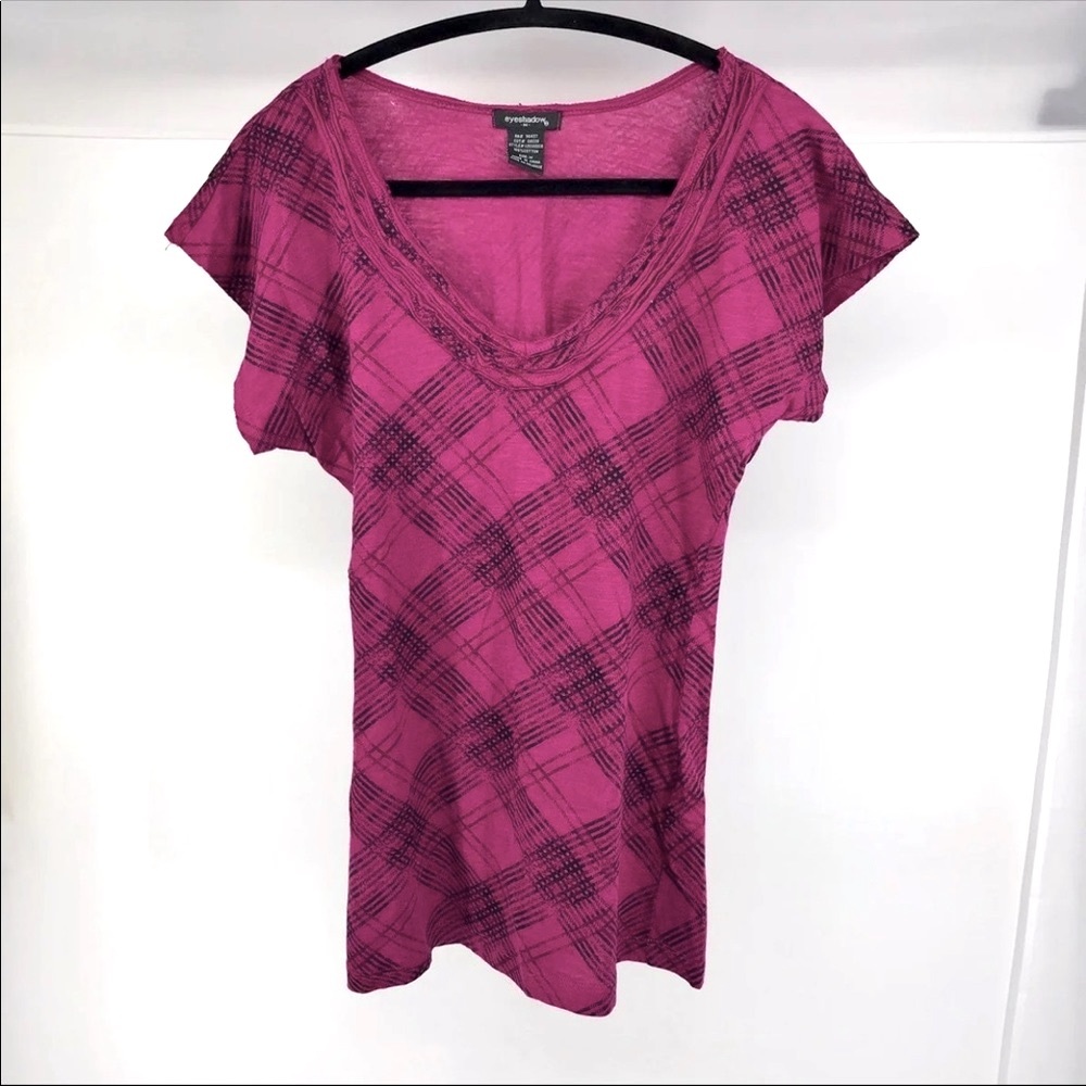 NEW Fuchia Pink w/ black T-shirt Top M
